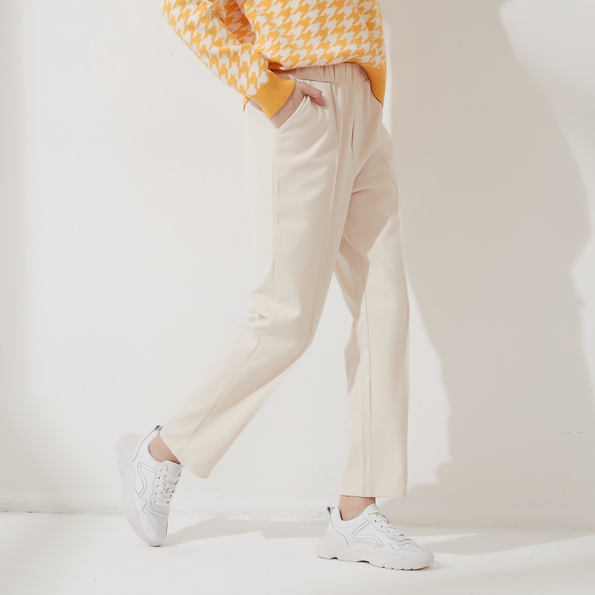 Women's Pants Capris Wixra Womens Harem Thick Pants Casual Elastic Waist Black Basic Pockets Office Lady Trousers Autumn Winter 230413