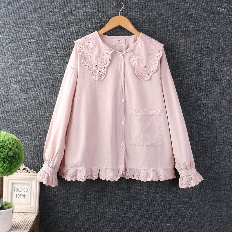 Women's Blouses Spring Sweet Solid Embroidered Top Women Long Sleeve Single Breasted Pocket Preppy Style Shirt K885, Beige
Women's Blouses Spring Sweet Solid Embroidered Top Women Long Sleeve Single Breasted Pocket Preppy Style Shirt K885, Beige