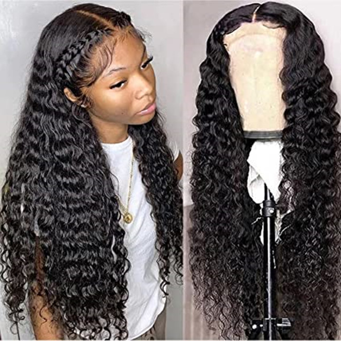 Deep Wave 360 Lace Front Wigs Human Hair Wigs for Black Women 360 Full Lace Wigs Pre Plucked, Deep Curly frontal Wigs Natural Hairline 130%denstiy