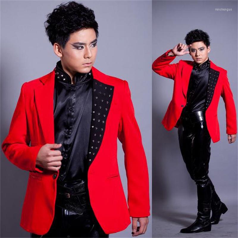 Men' Suits Red Rivets Personalized Singer Blazers Stage Rock Blazer Men Suit Fashion For Jacket Masculino Customizable
Men' Suits Red Rivets Personalized Singer Blazers Stage Rock Blazer Men Suit Fashion For Jacket Masculino Customizable