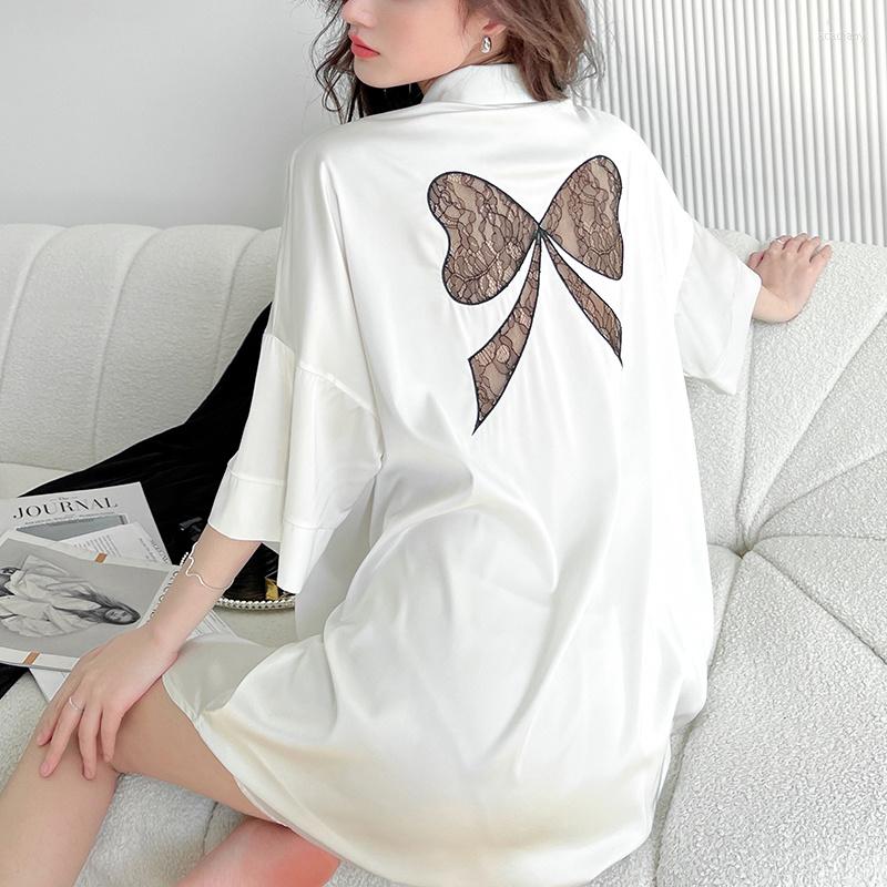 Women's Sleepwear Summer Satin Bow Womens Shirt Nightdress Short Sexy Sleepshirt White Button Sweet Nightgown Girl, Beige
Women's Sleepwear Summer Satin Bow Womens Shirt Nightdress Short Sexy Sleepshirt White Button Sweet Nightgown Girl, Beige