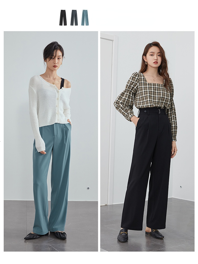 Women's Pants Capris FSLE Office Lady Mopping Pants Women Summer Straight Loose Casual Suit Pants High Waist Drape Wide Leg Trousers 230413
