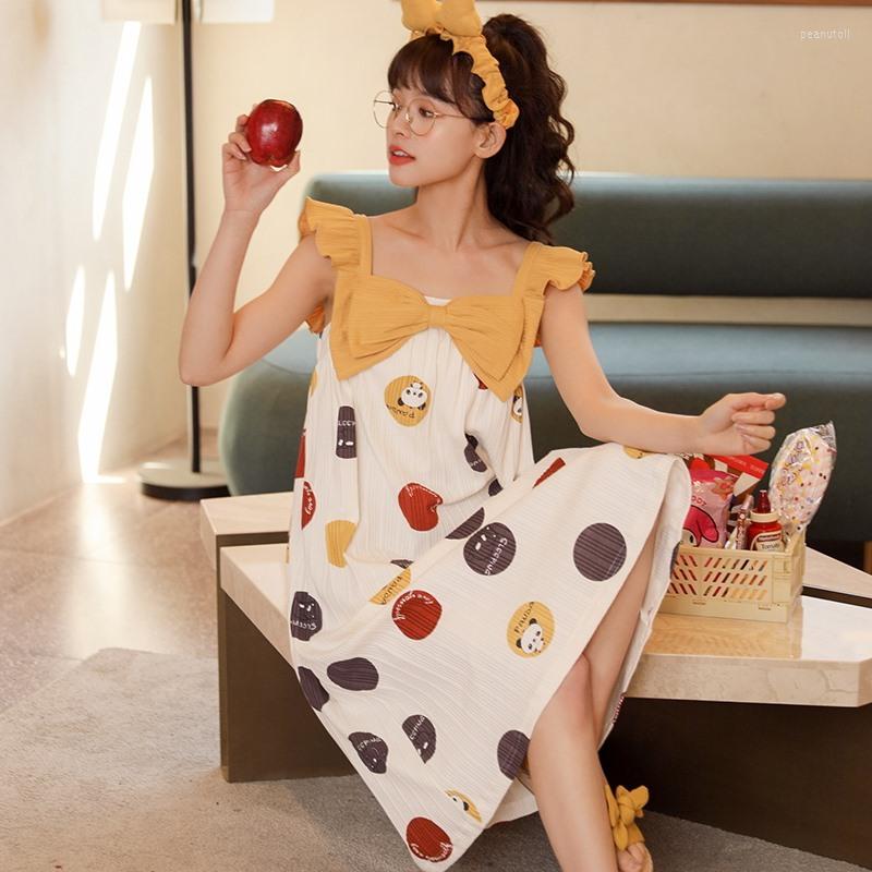Women's Sleepwear Summer Butterfly Knot Cotton Sleeveless Nightgown For Women Fashion Casual Loose Sleep Long Dress Ladies Home Service
Women's Sleepwear Summer Butterfly Knot Cotton Sleeveless Nightgown For Women Fashion Casual Loose Sleep Long Dress Ladies Home Service