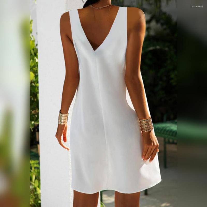 Casual Dresses Women Summer Dress Vest Style Patchwork V-neck Sleeveless Off Shoulder Dress-up Contrast Color Loose Plain Mini, White
Casual Dresses Women Summer Dress Vest Style Patchwork V-neck Sleeveless Off Shoulder Dress-up Contrast Color Loose Plain Mini, White