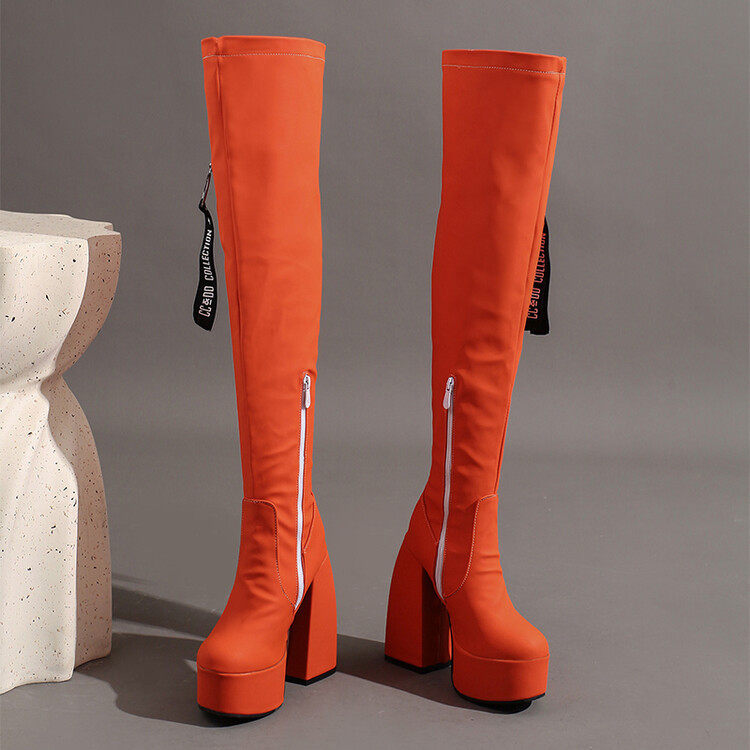 Boots Long Women Boots Winter Platform Black High Heels Punk Thick Bottom Side Zipper Over Knee Thigh High Boots Women 220912