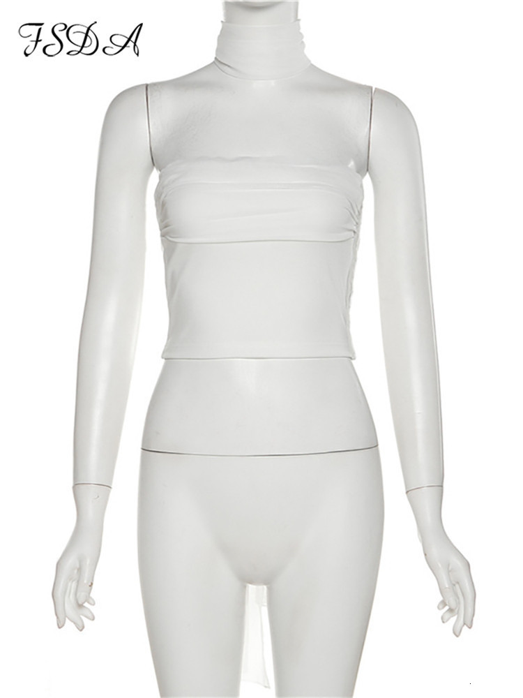 Camisoles Tanks FSDA White Strapless Crop Top Women Bandage Summer Sleeveless Tube Tank Tops Sexy Backless Cami Party Elegant 230412