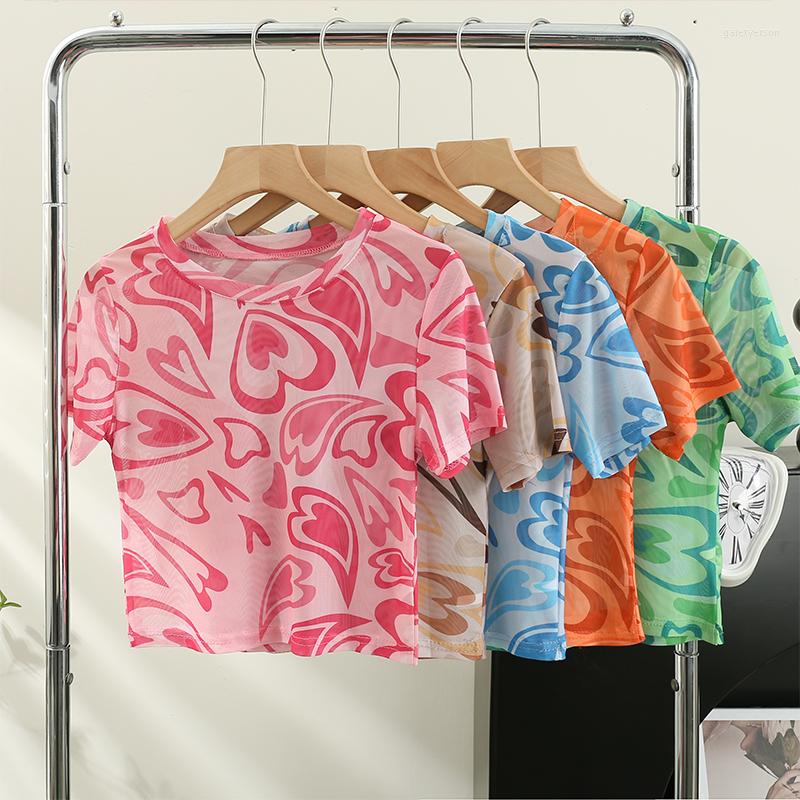 Women's T Shirts Summer Mesh Tee Women See-through Printing Hearts Elastic Crop Tops Girl Short Sleeve, Blue
Women's T Shirts Summer Mesh Tee Women See-through Printing Hearts Elastic Crop Tops Girl Short Sleeve, Blue