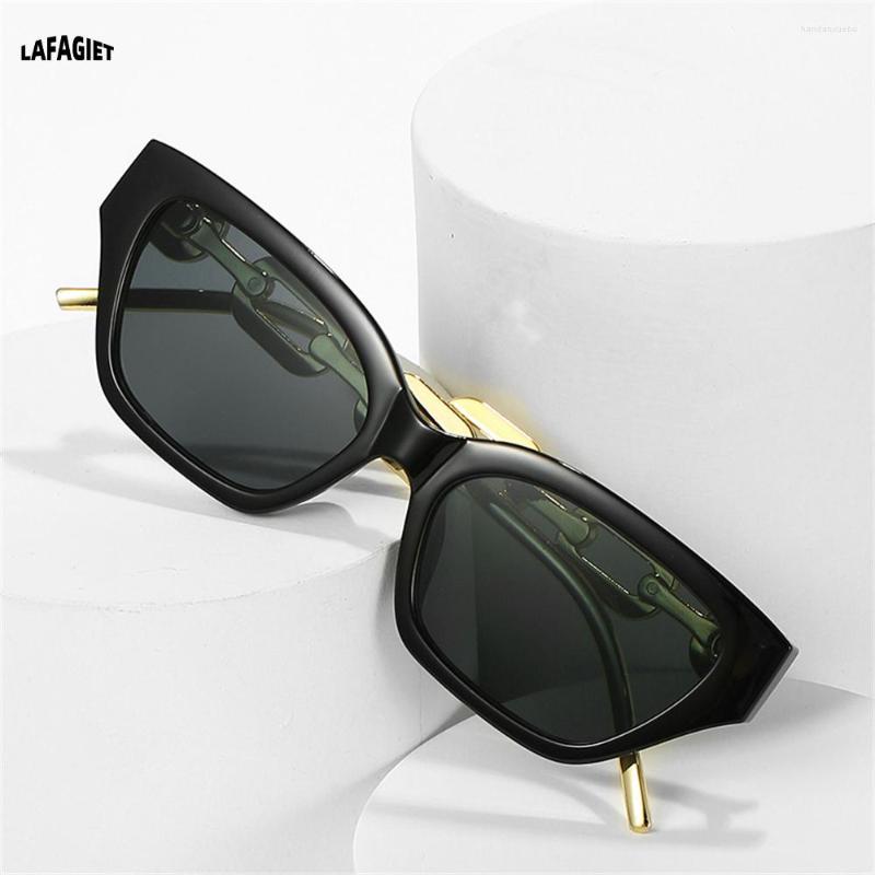 Sunglasses Design Personality Chain Fashion Rectangular Frame Eyewear Shades Trendy Street Po Eyeglasses