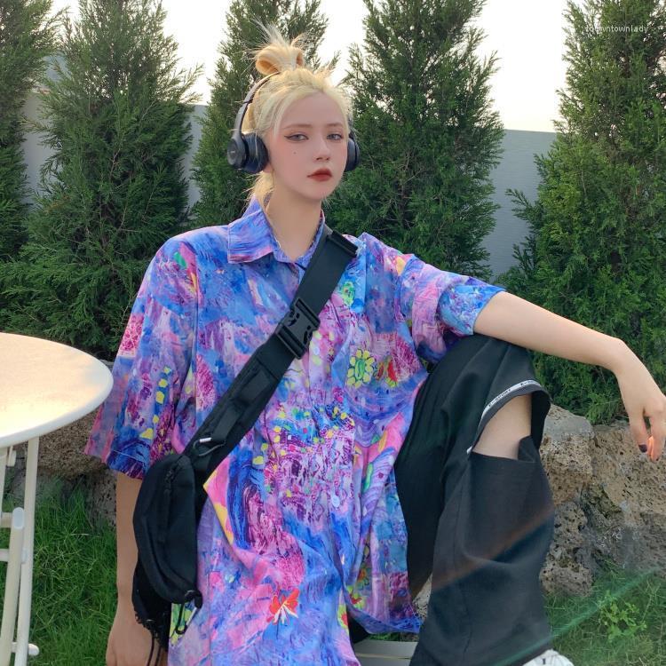Women's Blouses Women 2023 Fashion Tie-Dye Short Vintage Long Sleeve Button-Up Female Shirts Chic Tops, Blue 
Women's Blouses Women 2023 Fashion Tie-Dye Short Vintage Long Sleeve Button-Up Female Shirts Chic Tops, Blue