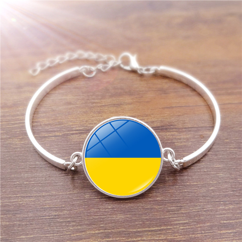 Simple Fashion Multilayer Leather Bracelets For Women Men Ukrainian Flag Charm Bracelet Bangle Proud Patriotism Jewelry