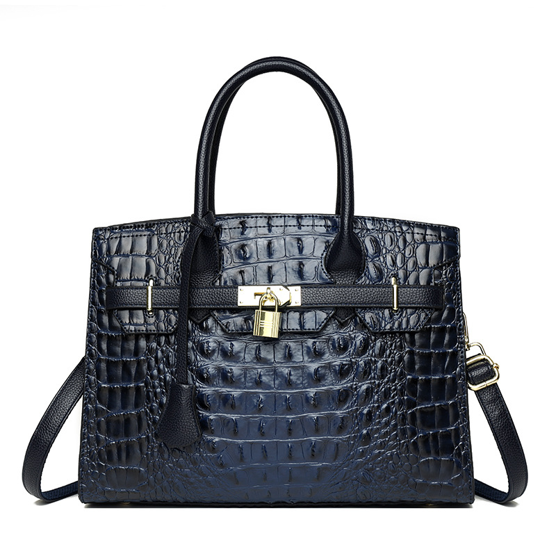 Wholesale Ladies Shoulder Bags 8 Colors Elegant Atmosphere Thickened Emed Leather Handbag Large Crocodile Fashion Tote Bag Gold Buckle Trend Handbags 