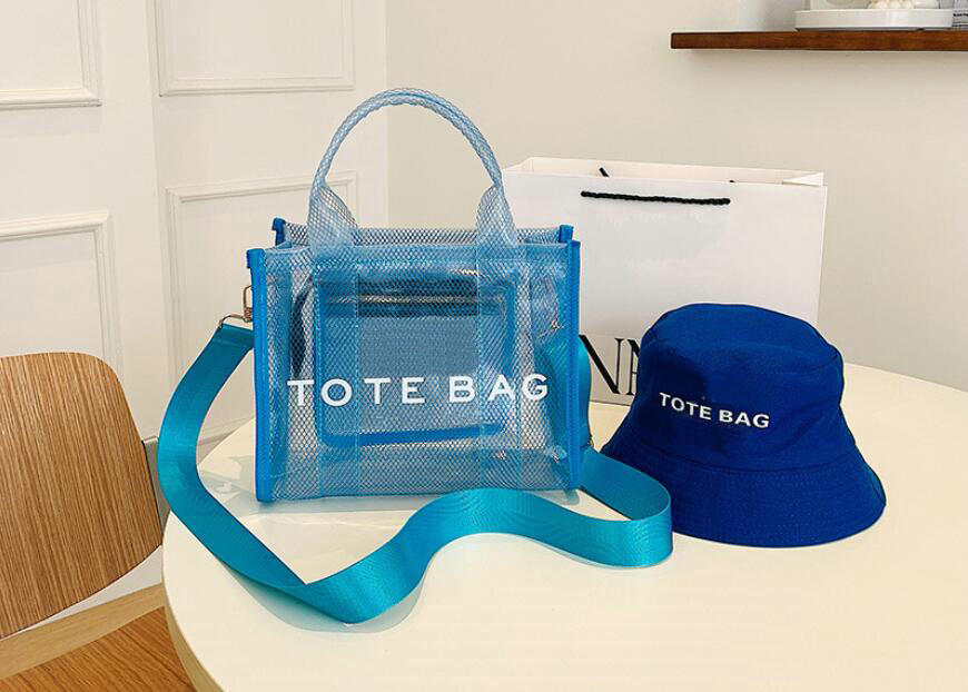 Women's jelly Totes Handbags Branded Mesh Designer Tote Bags for Women Pvc Large Shopper Pvc Lady Shoulder Crossbody Bags Travel Beach Bag