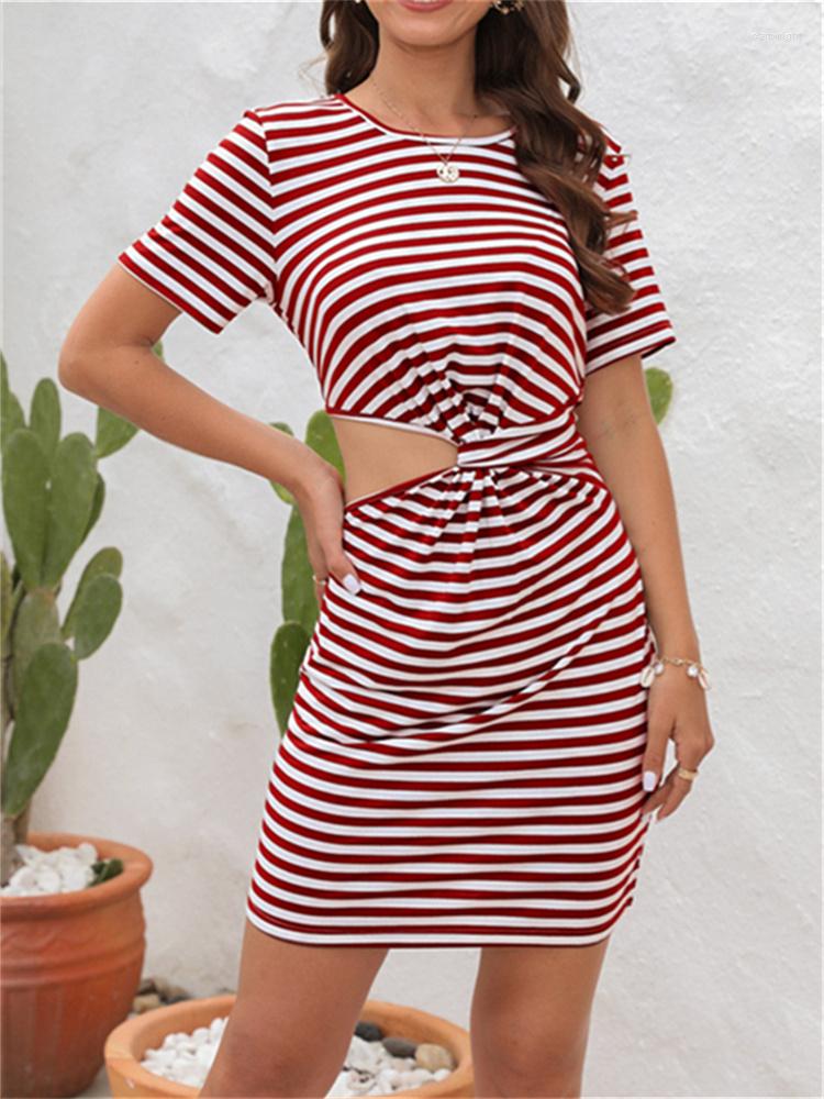 Casual Dresses Striped Hollowed Out Hip Skirt Women Irregular Round Neck Short Sleeve Mini Dress Female Sexy Slim Holiday Beach, Black
Casual Dresses Striped Hollowed Out Hip Skirt Women Irregular Round Neck Short Sleeve Mini Dress Female Sexy Slim Holiday Beach, Black