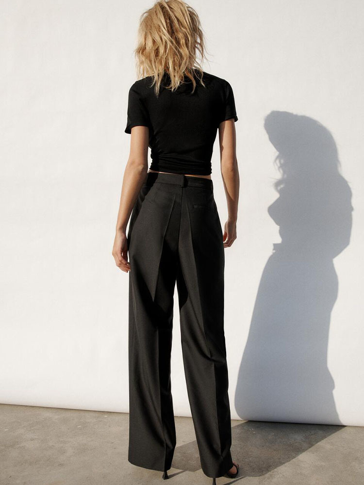 Women's Pants Capris spring women's clothing neutral style all-match high waist wide leg pants suit pants 230413