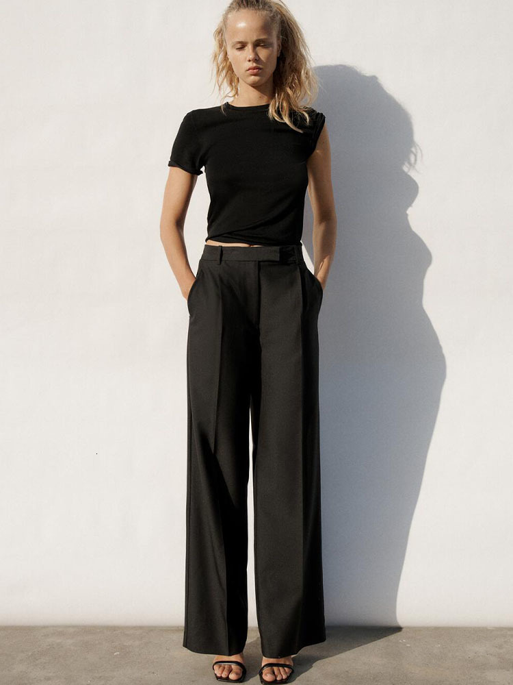 Women's Pants Capris spring women's clothing neutral style all-match high waist wide leg pants suit pants 230413