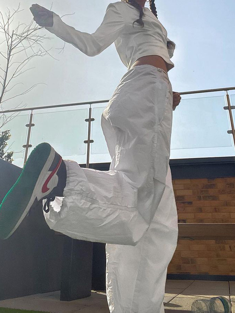 Women's Pants Capris Cuteandpsycho Streetwear Joggers Baggy Trousers Loose Wide Leg Women Punk Sweatpants Chic Solid Fashion Vintage Pants Casual