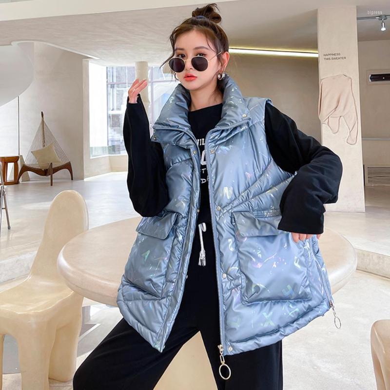 Women's Vests 2023 Street Glossy Stand Collar Winter Letter Vest Thick Quilting Female Sleeveless Down Cotton Jacket With Pocket, Black
Women's Vests 2023 Street Glossy Stand Collar Winter Letter Vest Thick Quilting Female Sleeveless Down Cotton Jacket With Pocket, Black
