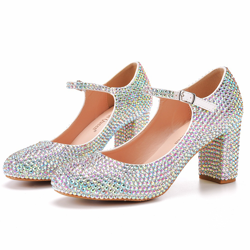 Round Toe AB Crystal Wedding Shoes 7cm Thick Heel Gorgeous Bride Dress Pumps Cinderella Party Prom Shoe, Silver ab crystal
Round Toe AB Crystal Wedding Shoes 7cm Thick Heel Gorgeous Bride Dress Pumps Cinderella Party Prom Shoe, Silver ab crystal