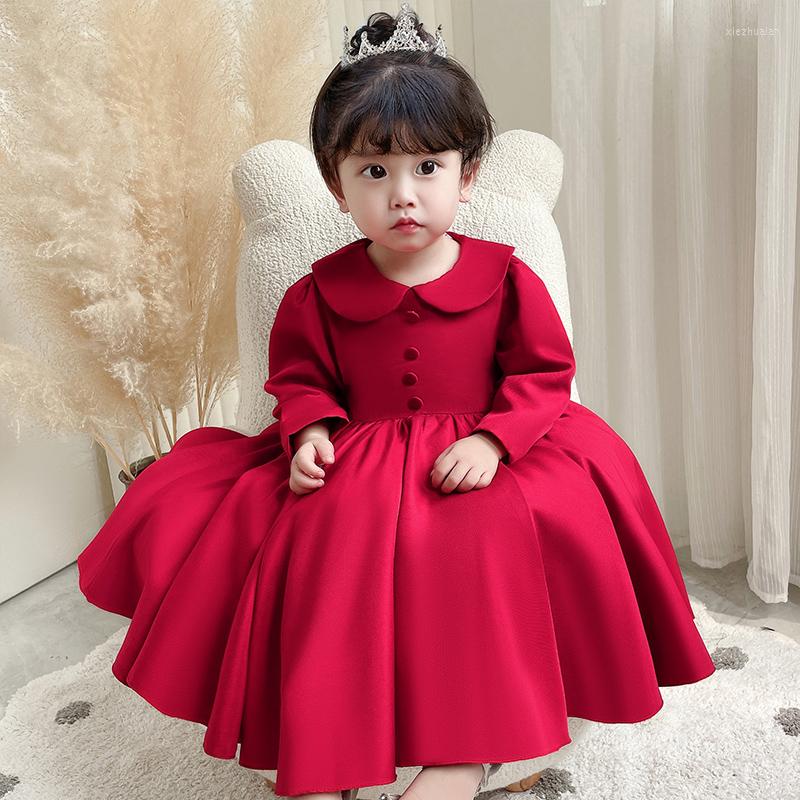 Girl Dresses Infant Princess Dress Flower Wedding Baby Bow Birthday Party Clothes Kids Doll Collar Cute Long Sleeve Costume, Dark red
Girl Dresses Infant Princess Dress Flower Wedding Baby Bow Birthday Party Clothes Kids Doll Collar Cute Long Sleeve Costume, Dark red