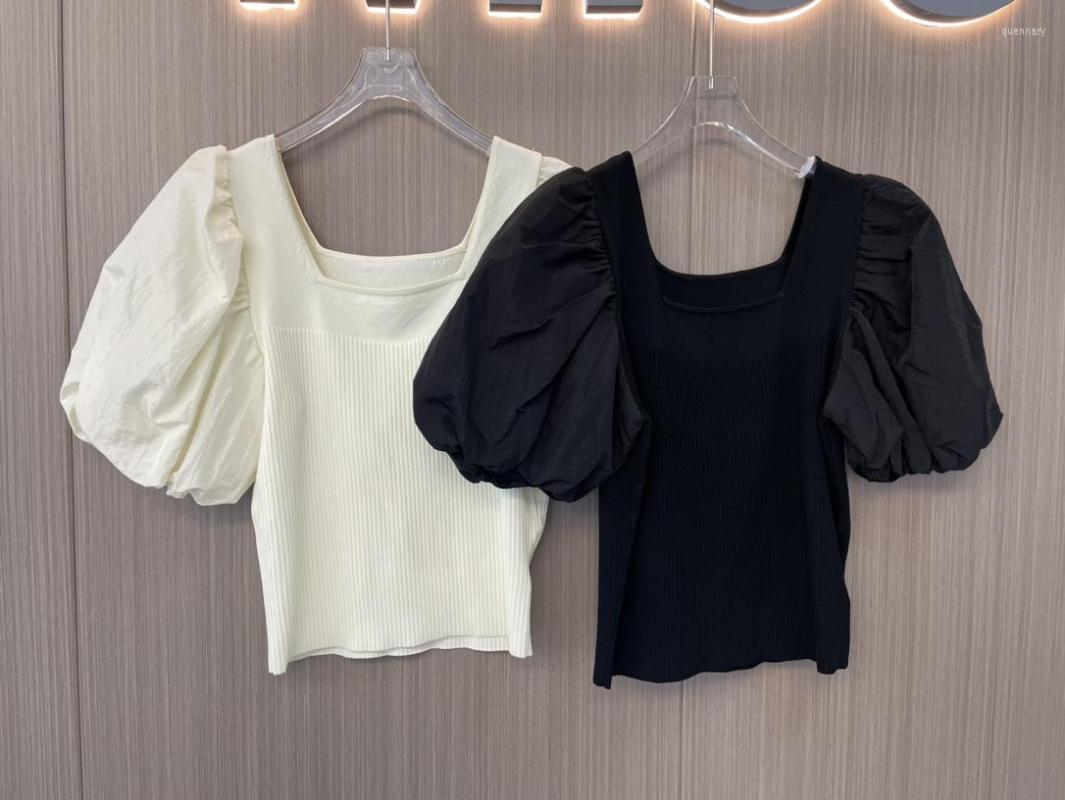 Women's T Shirts 2023 Women's Fashion Bubble Short-sleeved Casual Square Neck Knitted Sweater 0320
Women's T Shirts 2023 Women's Fashion Bubble Short-sleeved Casual Square Neck Knitted Sweater 0320