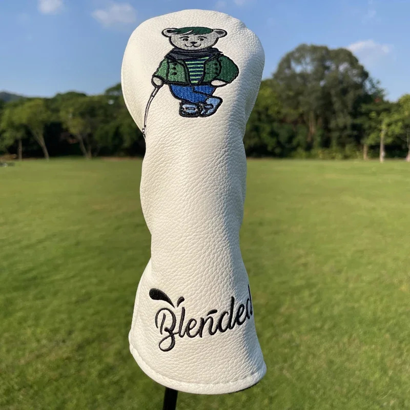 Other Golf Products 3 Colors Bear PU Leather Golf Club Headcover Set Golf 460CC Driver FW Fariway Wood Hybird Cover And Iron Cover Putter 231113