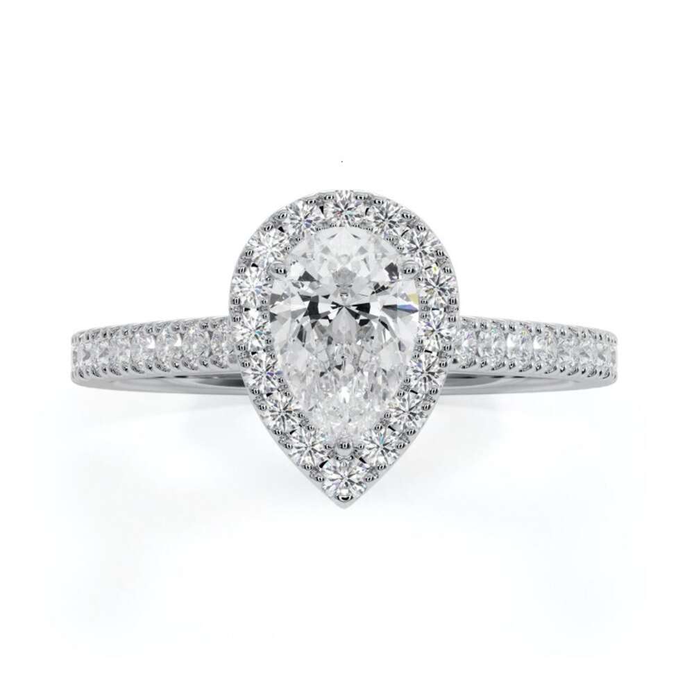 Halo Engagement Rings Wedding Moissanite Ring Pear 1ct 14k White Yellow Gold Jewelry