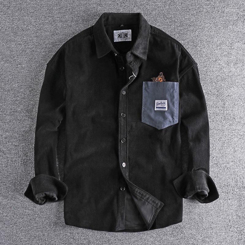Men's Casual Shirts Embroidery Soft Shirt Waxy Corduroy Texture Bear Men's Autumn Trend Loose Long Sleeve Top 541, Black
Men's Casual Shirts Embroidery Soft Shirt Waxy Corduroy Texture Bear Men's Autumn Trend Loose Long Sleeve Top 541, Black