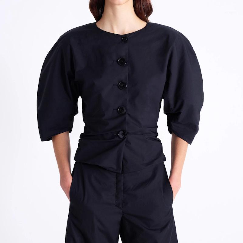 Women's Blouses & Shirts Women Cotton Blouse O Neck Half Puff Sleeve Lady Slim Waist Pleated Single-breasted Shirt Female Casual Top 2023, Black
Women's Blouses & Shirts Women Cotton Blouse O Neck Half Puff Sleeve Lady Slim Waist Pleated Single-breasted Shirt Female Casual Top 2023, Black