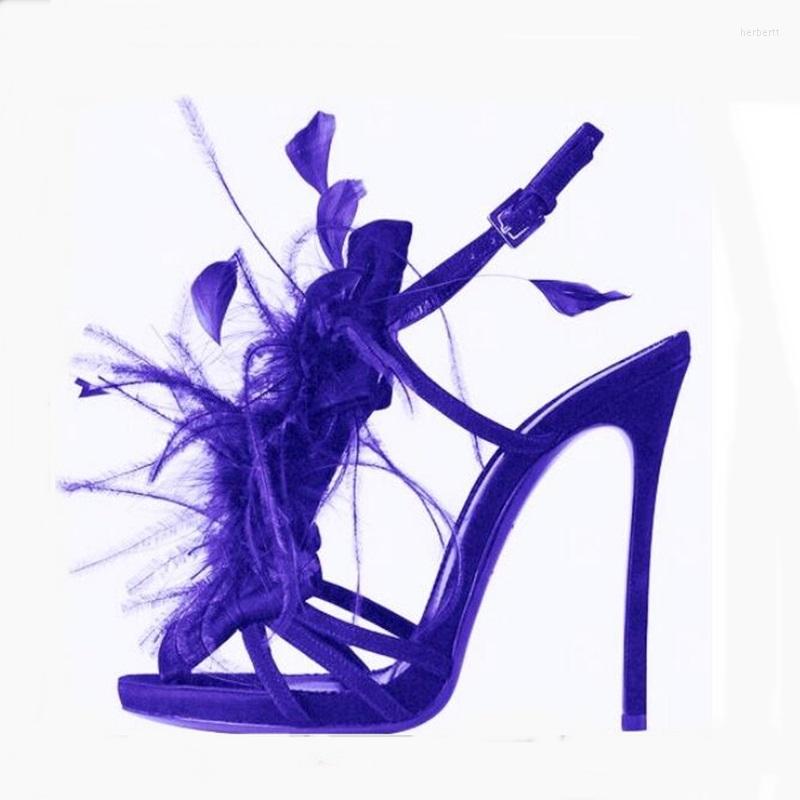 Sandals Luxury Shoes Women Designers Feather Decor Catwalk Heels Female Sexy Strappie Blue Purple Black 11 CM Woman, Picture shown
Sandals Luxury Shoes Women Designers Feather Decor Catwalk Heels Female Sexy Strappie Blue Purple Black 11 CM Woman, Picture shown