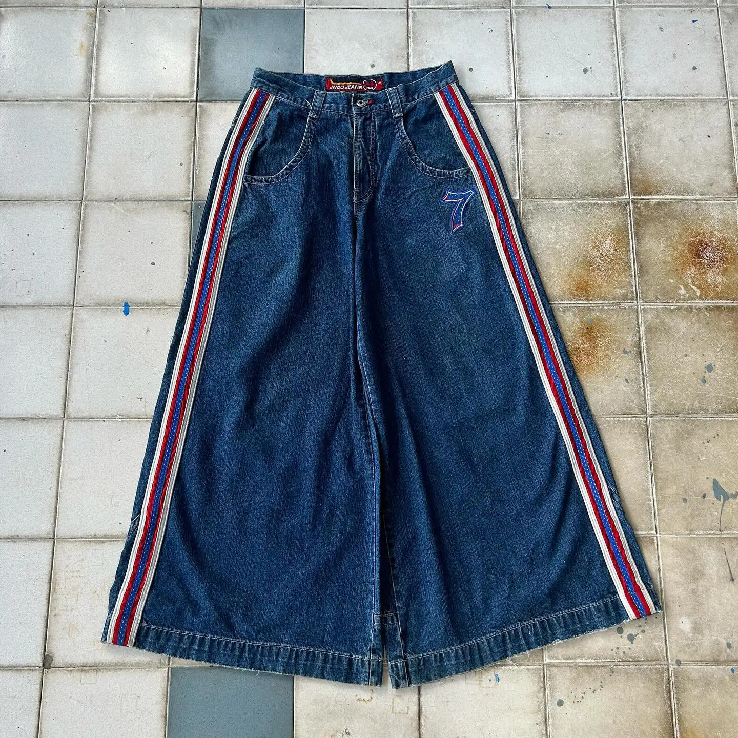 Men s Jeans JNCO Y2K Mens Hip Hop Big Buddha Graphic Stripe Retro Blue Baggy Denim Pants Gothic Harajuku High Waist Wide Trouser 231113