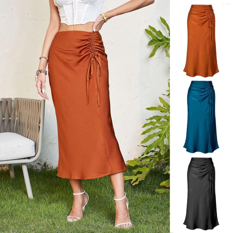 Skirts Women Pleated Lace Up Shirring Wrap Satin Midi Casual High Elastic Waist Side Zip Solid Skirt LDY-WW6115, Black
Skirts Women Pleated Lace Up Shirring Wrap Satin Midi Casual High Elastic Waist Side Zip Solid Skirt LDY-WW6115, Black