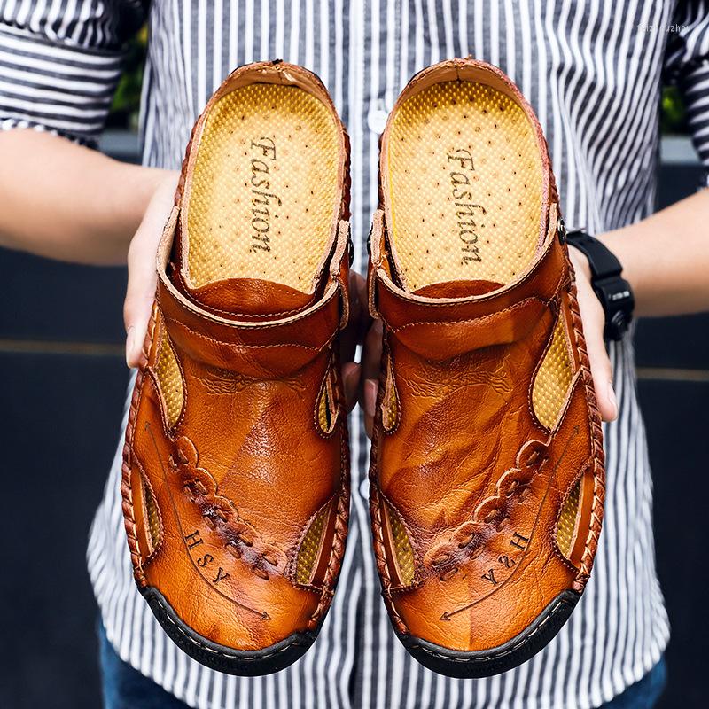 Sandals Quality Genuine Leather Men Summer Baotou Casual Man Slippers Convenient Slip On Male Outdoor Trekking Sandales, Yellow brown-b
Sandals Quality Genuine Leather Men Summer Baotou Casual Man Slippers Convenient Slip On Male Outdoor Trekking Sandales, Yellow brown-b