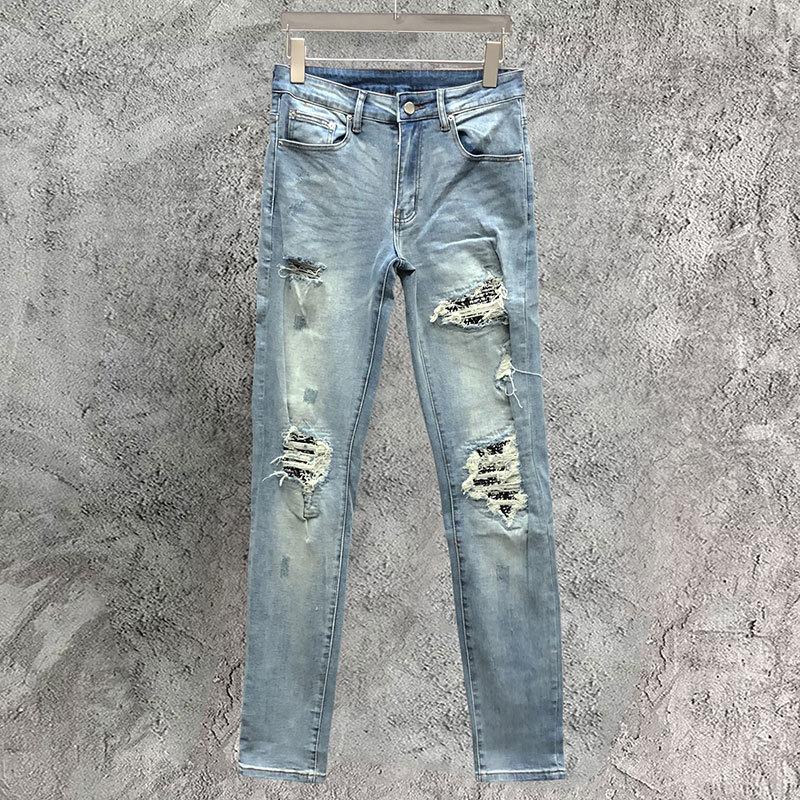 Men's Jeans Blue Zipper Hole Jean For Men Streetwear Ripped Noir HommePatchwork Hombre Motorcycle Pants Stacked Skinny
Men's Jeans Blue Zipper Hole Jean For Men Streetwear Ripped Noir HommePatchwork Hombre Motorcycle Pants Stacked Skinny