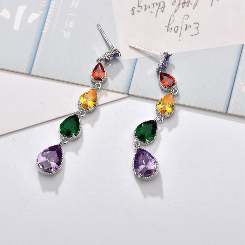 Dangle Earrings Fashionable Shiny Colorful Water Drops Zircons Drop White Gold Color Jewelry For Women
Dangle Earrings Fashionable Shiny Colorful Water Drops Zircons Drop White Gold Color Jewelry For Women