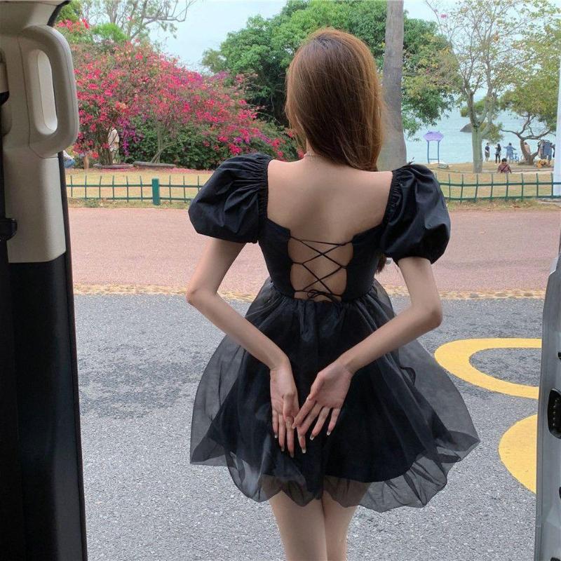 Casual Dresses Backless Sweet Chic Elegant Women Dress Cute Ball Gown Mesh Princess Puff Sleeve Vintage Summer 2023 Korean, Black
Casual Dresses Backless Sweet Chic Elegant Women Dress Cute Ball Gown Mesh Princess Puff Sleeve Vintage Summer 2023 Korean, Black