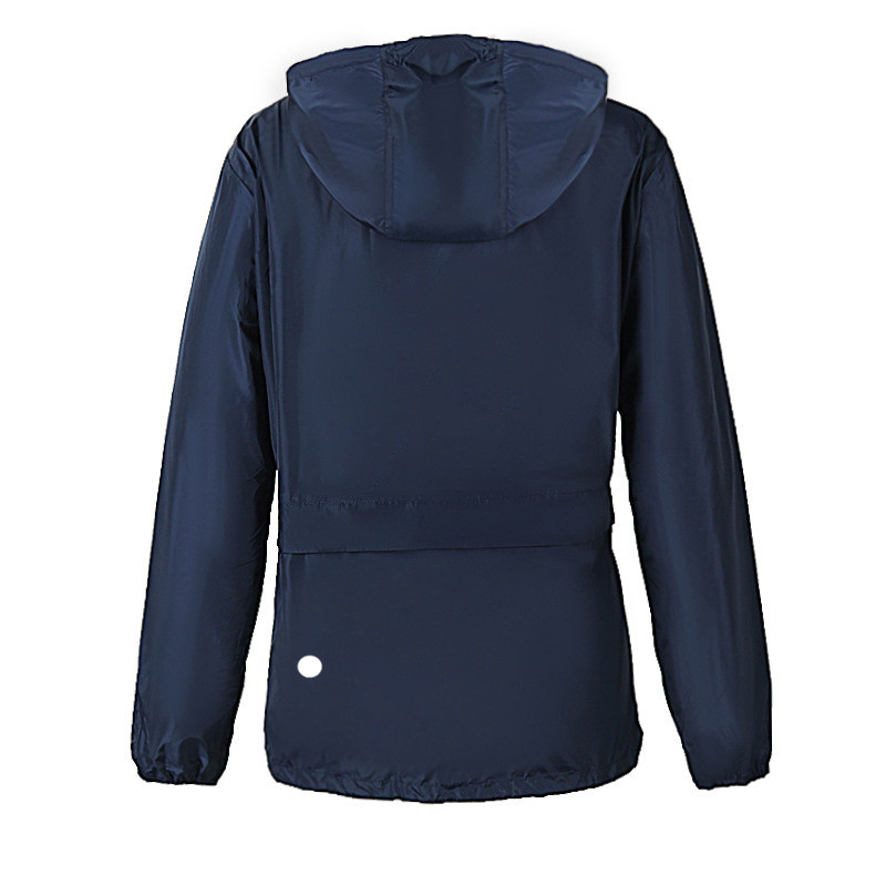 064 Womens Sports Jackets Trench Coat Hooded Fitness Wear Yoga Outfits Sportswear Outfit LooseA dult Running Train Exercise Long Sleeve Waterproof Top