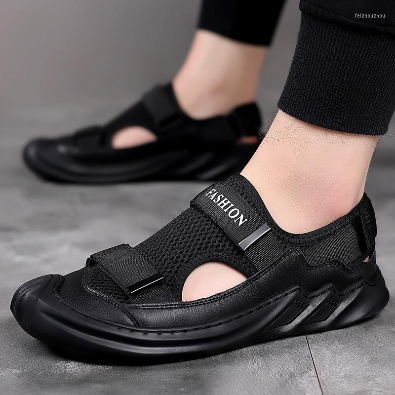 Sandals Summer Mens Mesh Deck Lightweight Beach Fisherman Shoes For Men Outdoor, Black