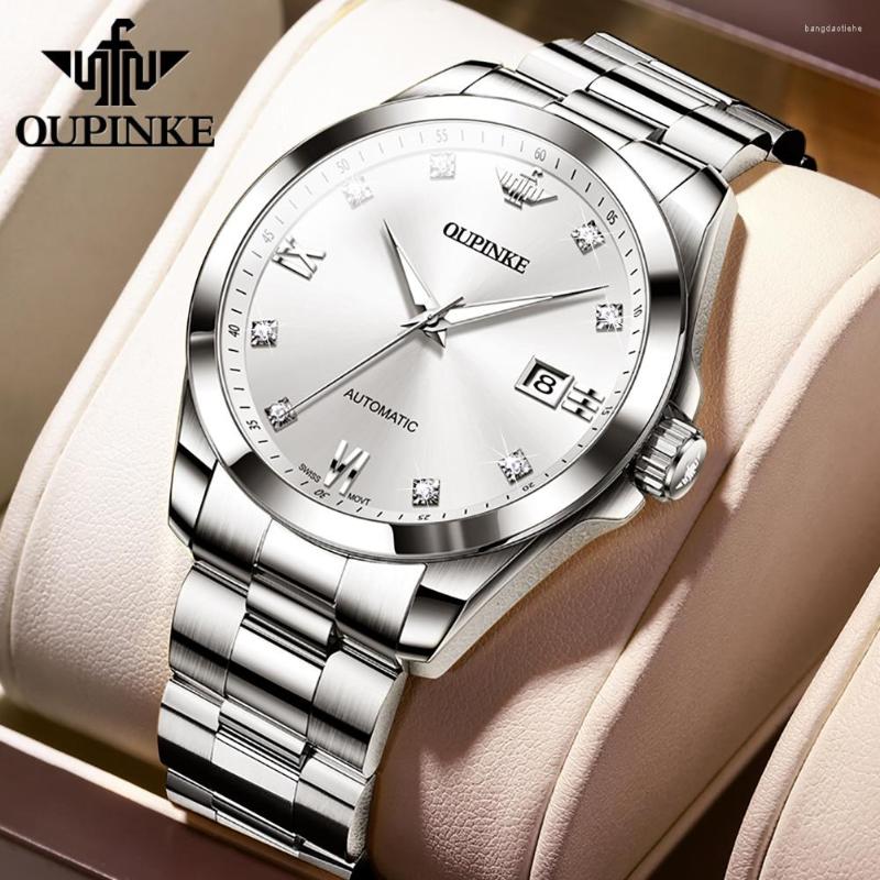 Wristwatches OUPINKE Fashion Automatic Mechanical Watches For Men Luxury Real Diamond Sapphire Crystal Mirror Business Waterproof Watch, Silver
Wristwatches OUPINKE Fashion Automatic Mechanical Watches For Men Luxury Real Diamond Sapphire Crystal Mirror Business Waterproof Watch, Silver