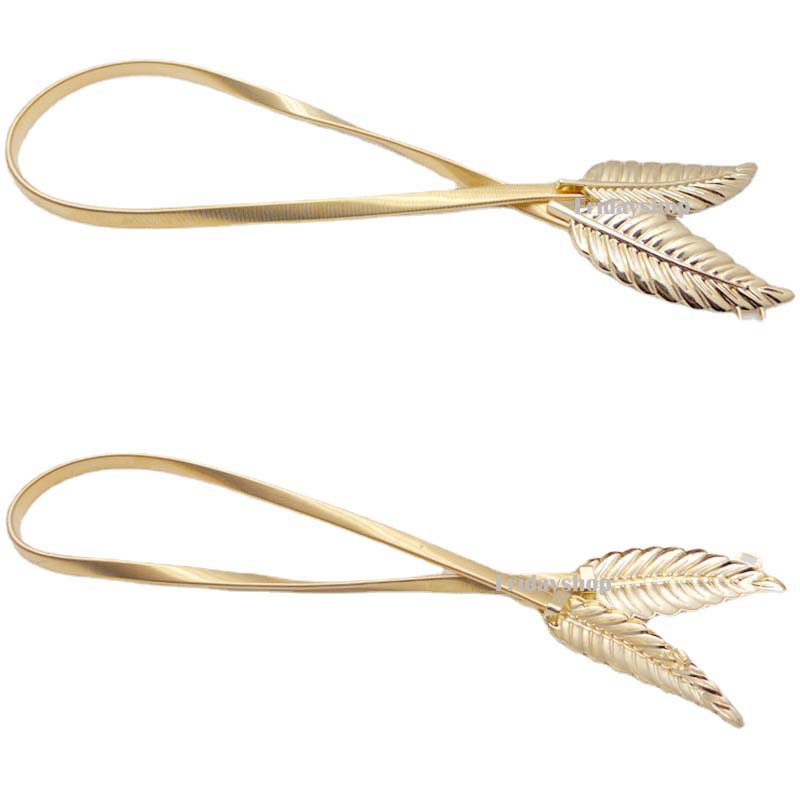 Fashion Women Vintage Elegant Metal Leaf Belts Fashion Golden Silver Leaves Chain Belt Female Waist Belt Elasticity Waistband Decoration