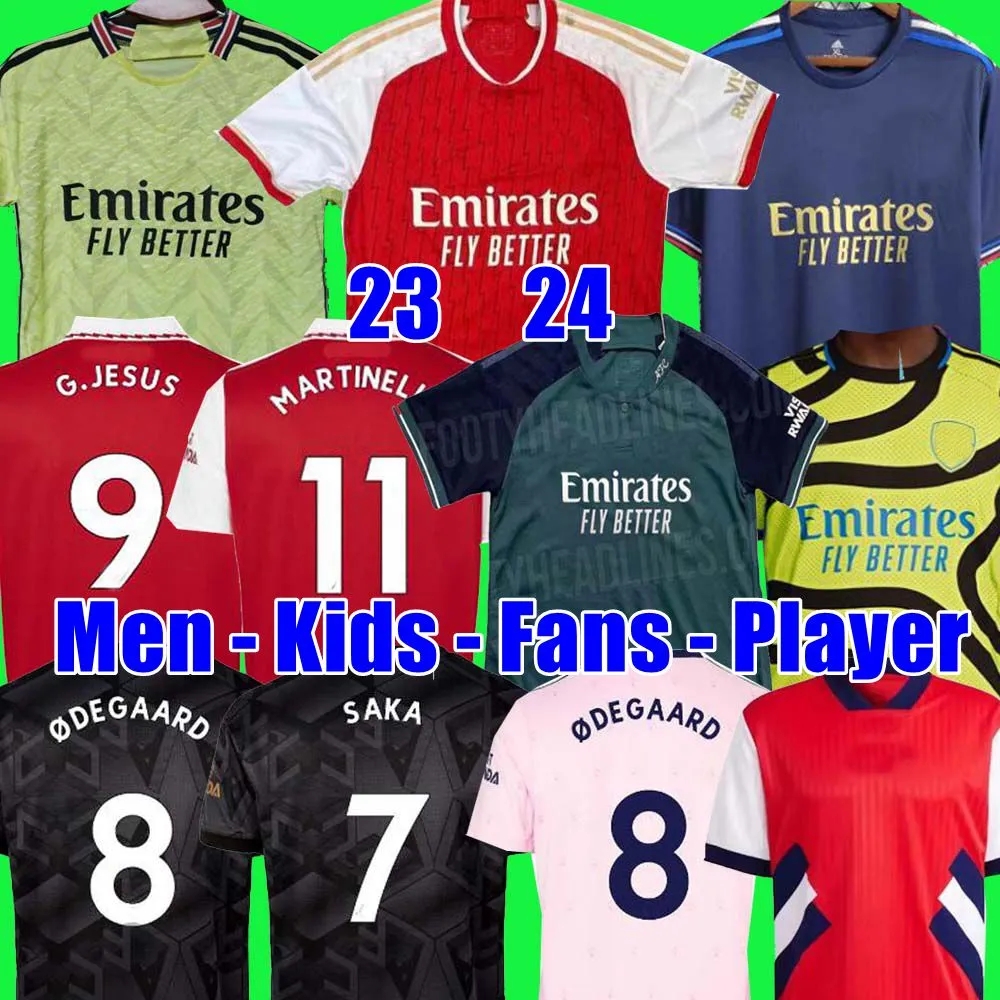 SMITH ROWE G.JESUS SAKA soccer jerseys SALIBA 22 23 24 Fans Player version ODEGAARD MARTINELLI JORGINHO 2022 2023 2024 football kits shirt Men Kids boys sets uniforms