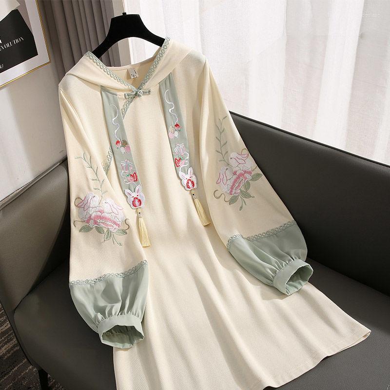 Ethnic Clothing Embroidery Stitching Hanfu Female Autumn Chinese Style Cheongsam Improved Long Sleeve Sweatshirt Dress Hoodies Han
Ethnic Clothing Embroidery Stitching Hanfu Female Autumn Chinese Style Cheongsam Improved Long Sleeve Sweatshirt Dress Hoodies Han