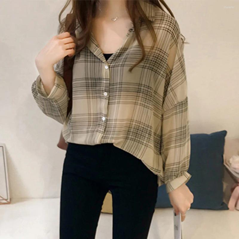 Women's Blouses 2023 Woman Shirt Plaid Blouse Female Korean Stylish Long Sleeves Tops Casual Outwear Vintage Checkered Femme Blusas, Black
Women's Blouses 2023 Woman Shirt Plaid Blouse Female Korean Stylish Long Sleeves Tops Casual Outwear Vintage Checkered Femme Blusas, Black