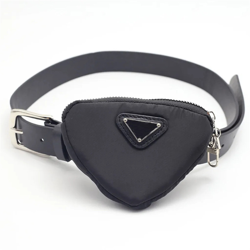 Designers Leather Belt Womens Luxury Designer Belt Waist Purse Bag Triangle Letter S Men Black Waistband Nylon Lady Girdle Mini Waist Bag