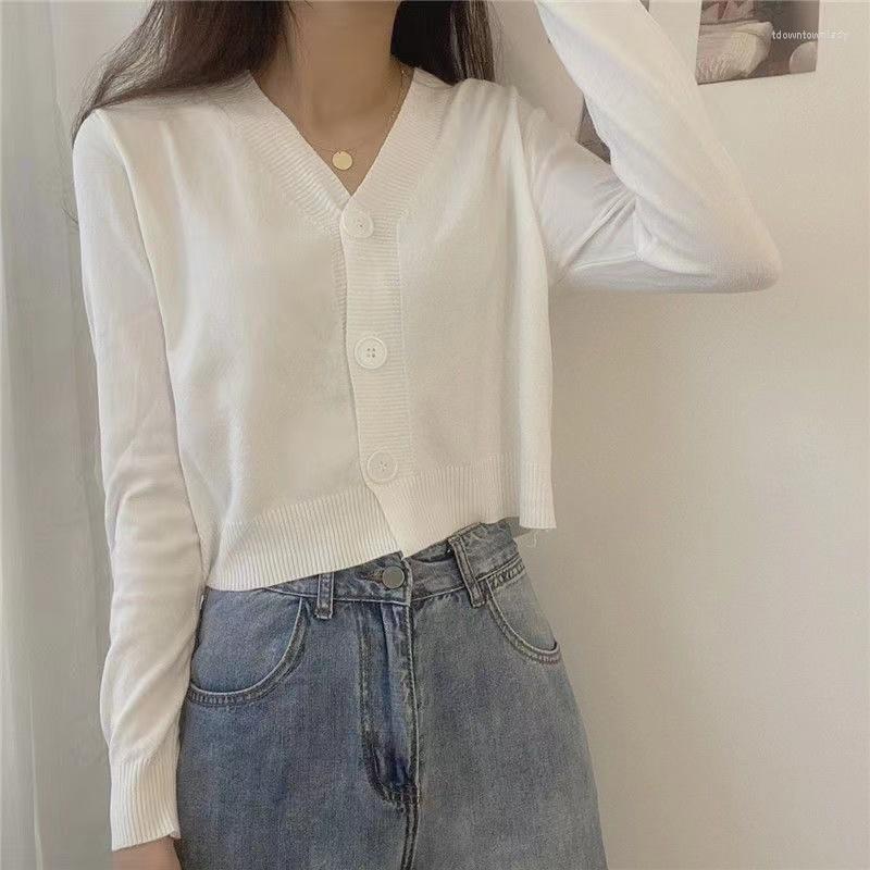 Women's Knits Ladies Button V-neck Pullover Sweater Women's Fall Winter Outer Solid Color Cardigan Long-sleeved Short Knitted Tops 314D, Green
Women's Knits Ladies Button V-neck Pullover Sweater Women's Fall Winter Outer Solid Color Cardigan Long-sleeved Short Knitted Tops 314D, Green