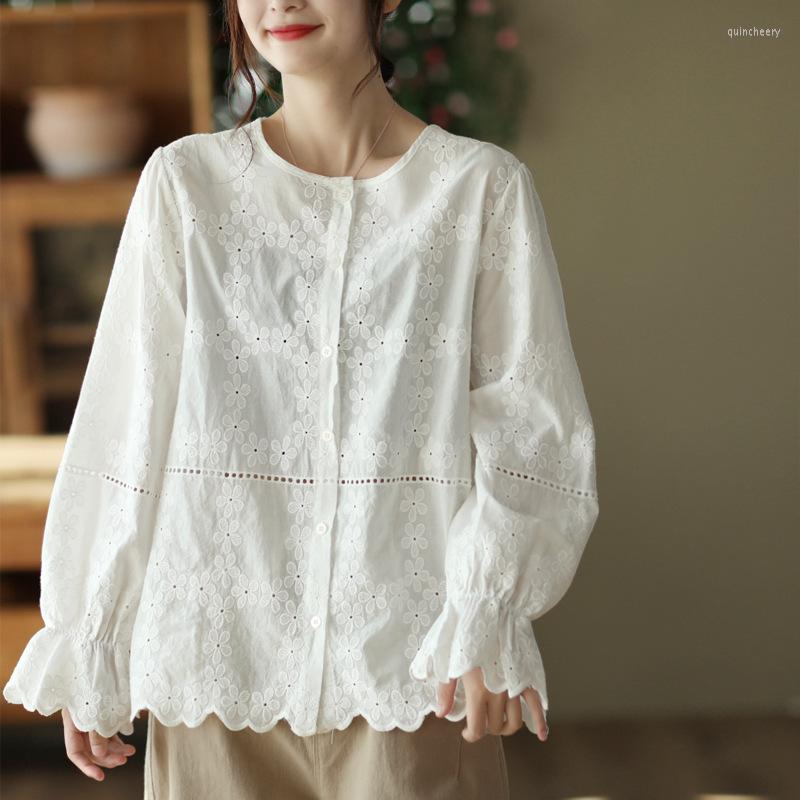Women's Blouses Vintage Cottagecore Mori Girl Sweet 3D Embroidery Cotton Shirt Female Hollow Lantern Sleeve Shirts For Women Spring Tops, Apricot
Women's Blouses Vintage Cottagecore Mori Girl Sweet 3D Embroidery Cotton Shirt Female Hollow Lantern Sleeve Shirts For Women Spring Tops, Apricot