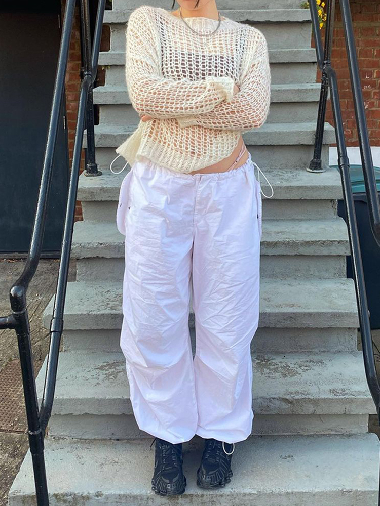 Women's Pants Capris Cuteandpsycho Streetwear Joggers Baggy Trousers Loose Wide Leg Women Punk Sweatpants Chic Solid Fashion Vintage Pants Casual