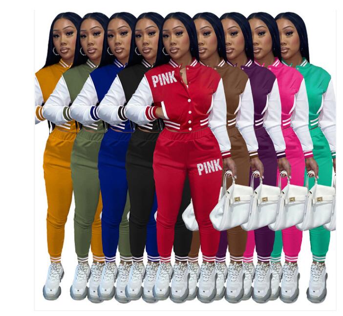 Women Sportswear Tracksuits Baseball Uniform 2 Piece Set PINK Letter Print Jacket Coat + Pants Tracksuit Spring Fashion Clubwear, 08
Women Sportswear Tracksuits Baseball Uniform 2 Piece Set PINK Letter Print Jacket Coat + Pants Tracksuit Spring Fashion Clubwear, 08