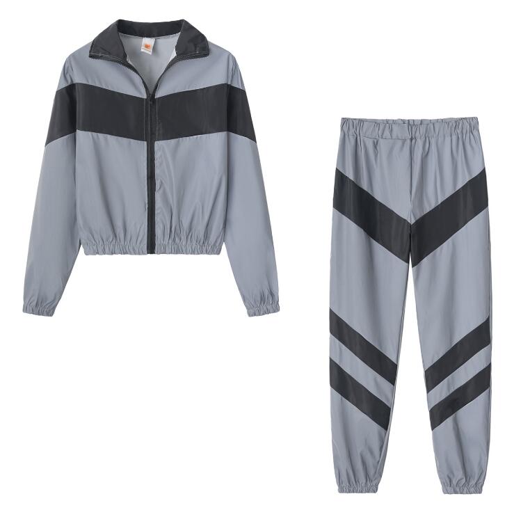 JM368 Women's Two Piece Pants long sleeve zipper Reflective jacket Women's Clothing