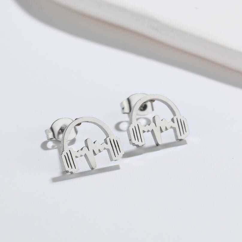 Stud Mini Stainless Steel Earrings Girls Minimalist Jewelry Punk Black Heart Snail Moon Skull Stud Earring Korean Wings Studs Brincos P230411