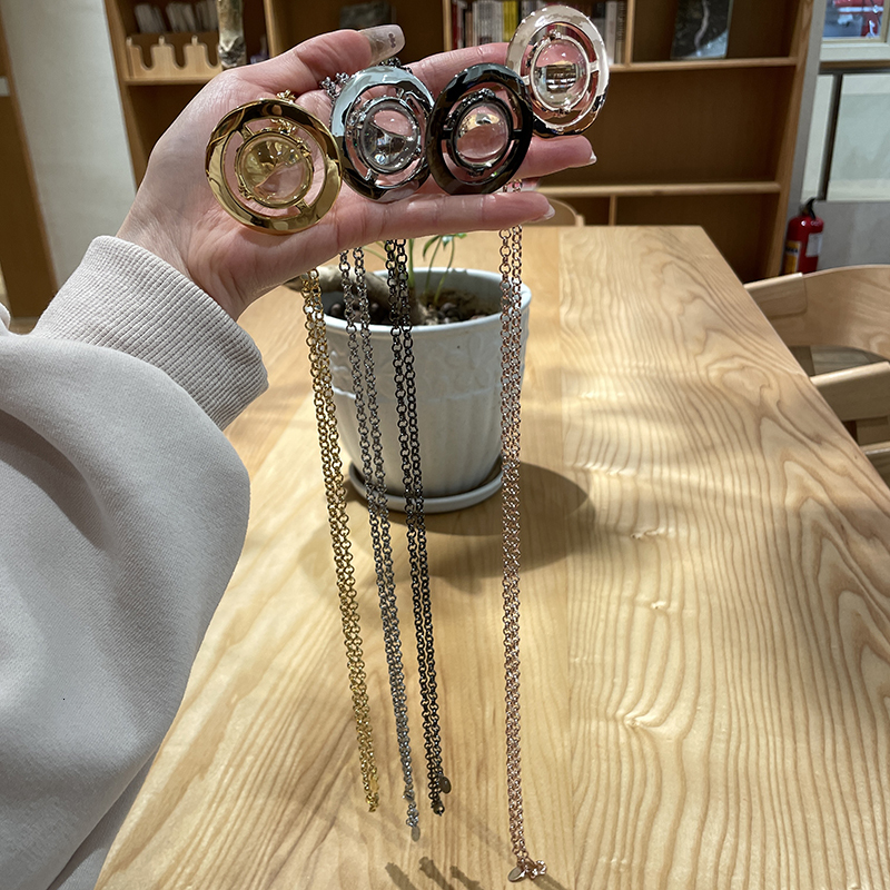 Strands Strings 45CM Size Ball Necklace French Retro Planet Classic Chain with Diamond Clavicle Chain Necklaces For Women 230412